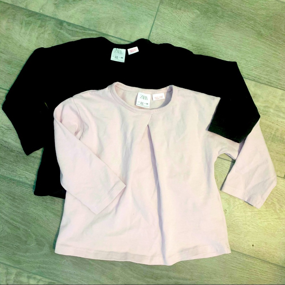 Lot of 2 Zara toddler girl pleated tshirts NWOT